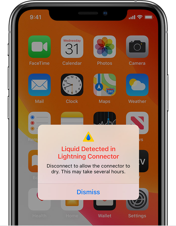 裕安苹果手机维修分享iPhone 12 在充电时出现 “闪电接口检测到液体”的提示怎么办 